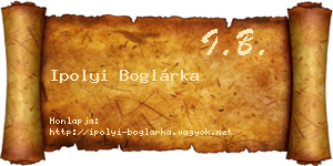 Ipolyi Boglárka névjegykártya